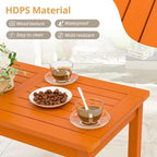 LUE BONA Outdoor Coffee Table Rectangle, HDPS Patio Coffee Tables for Outside, All Weather Patio Coffee Table with Slatted Tabletop for Deck, Garden, Balcony, Indoor or Outdoor Use, Orange
