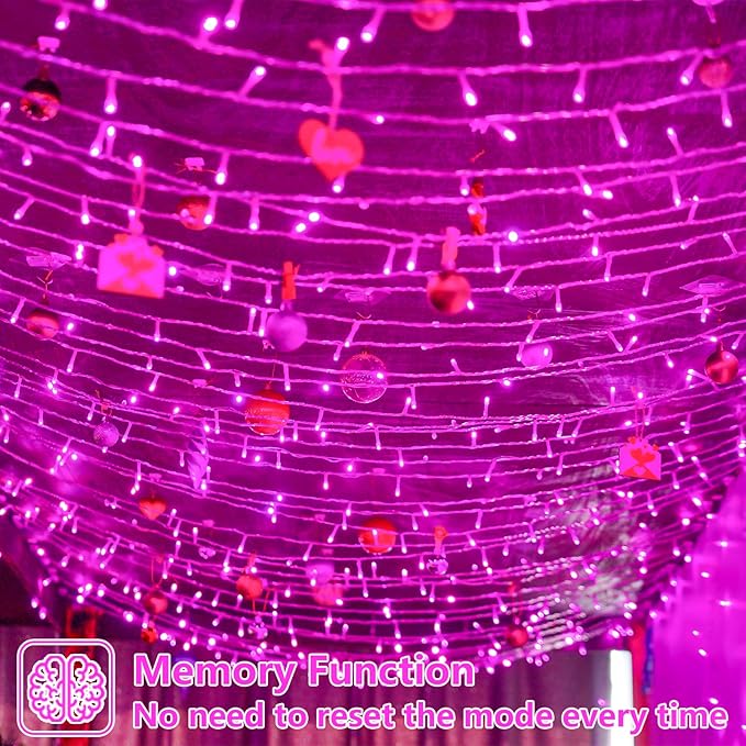 String Lights 165ft 500 LED Pink, Waterproof with Memory and Timer