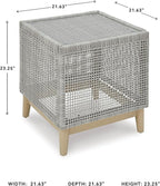 Signature Design by Ashley Seton Creek Contemporary Chic Outdoor All-Weather Resin Wicker End Table with Tempered Glass Tabletop, Gray & Light Brown