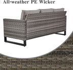 Belord Wicker Patio Furniture 5 Piece Outdoor Sofa Set, Oversize Outdoor Dining Chairs with Rattan Ottomans, Conversation Sets Patio Furniture Come with Removable Washable Cushion Grey