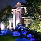 T-SUN Solar Spot Lights Outdoor, 4 Pack 49LED Landscape Spotlights, 2 Lighting Modes Auto ON/Off Solar Lights for Trees, Garden, Yard, Pathway, Driveway(Blue)