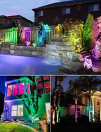 SUNVIE Christmas RGB Low Voltage Landscape Lights 12W LED Color Changing Landscape Lights Remote Control Waterproof Spotlights Outdoor Landscape Lighting for Yard Garden 16 Pack with Connector