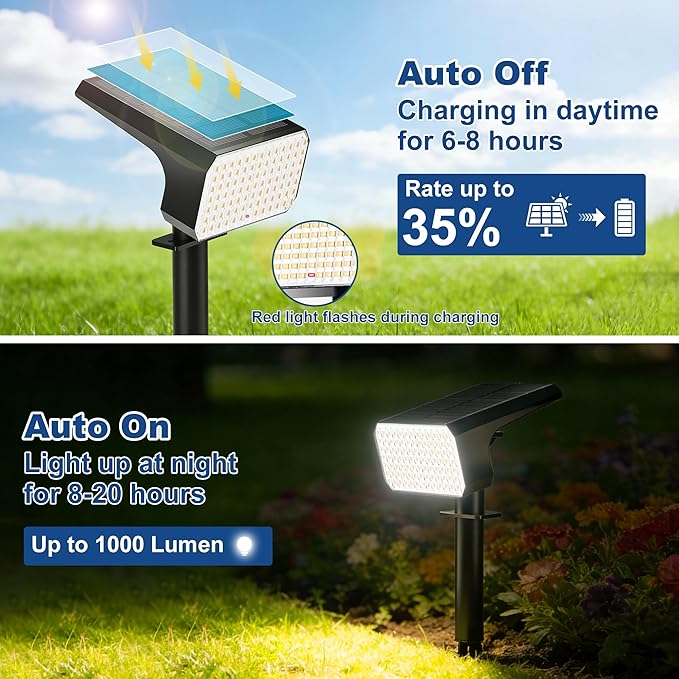 LANSOW 12 Pack Solar Spot Lights Outdoor Waterproof IP67, (90 LED/4 Modes) Solar Landscape Spotlights, 2-in-1 Solar Powered Flood Lights for Yard Garden Pathway Outside Tree, Auto ON/Off(Warm White)