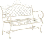 Safavieh PAT5017A Collection Adina Antique White Wrought Iron 51.25" Outdoor Garden Bench