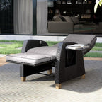 Grand patio Outdoor Reclining Chairs with Extended Footrest 2-Piece Adjustable WickerPatio Lounge Recliner up to 15 with Flip Side Table, Cool Grey