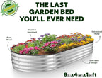 Plant & Plot Galvanized Raised Garden Beds Outdoor // 8×4×1 ft (2-Pack) Planter Raised Beds for Gardening, Vegetables, Flowers // Large Metal Garden Box // Patented Tool-Free Design (Silver)