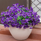 Artificial Flowers for Outdoors, UV Resistant Fake Silk Morning Glory, Realistic Faux Plants for Outside Porch Patio Window Box Hanging Planter (16, Purple)