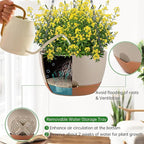 Hanging Planters for Indoor Plants, Set of 2 8/10 Inch Self-Watering Hanging Pots with Drainage Hole & Removable Water-Storage Tray II Screw-in Hooks