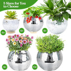 Disco Ball Planter, 1pcs 9” Silver Disco Ball Planter, Disco Ball Plant Hanger with Hanging Rope, Hanging Chain, Hook, Circle and Extra Mirror Pieces