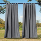 NICETOWN Outdoor Curtains for Patio Waterproof 2 Panels, Sun Block Thermal Insulated Tab Top Indoor Outdoor Window Treatments Privacy Drapes for Exterior/Outside Screen, Dark Grey, W55 x L95