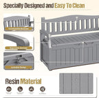 80-Gallon Outdoor Storage Bench, Waterproof Deck Box with Lockable Lid & Armrests for Patio, Garden, Pool, Gray