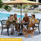DWVO 30 Inches Round Patio Dining Table with Umbrella Hole, Antique Cast Aluminum Outdoor Bistro Table Outdoor Side Table for Backyard, Garden, Patio, Porch, Hammered Bronze