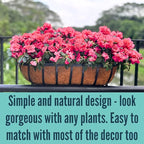 LaLaGreen Railing Planters Box (2 Pack, 30") Black Metal Large Rectangular Window Flower Box with Coco Liner, Wall Hanging Planter for Outdoor Plants Deck Rail Horse Troughs Fence Balcony Porch Garden