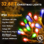 String Lights, 400 LED, 33 ft, Multicolor, 8 Lighting Modes