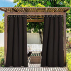 NICETOWN 2 Panels Outdoor Curtains for Patio Waterproof, Thermal Insulated Rustproof Grommet Blackout Outdoor/Indoor Window Treatment Privacy Protect for Landscape, W52 x L108, Brown