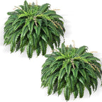 49” Artificial Ferns for Outdoors Planter, 128 Leaves per Fern, Set of 2, Large Lush Fake Boston Ferns Hanging Plants, UV Resistant Faux Greenery for Porch Patio Garden Home Decor Indoor Outdoor