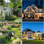 12W LED Landscape Lights Low Voltage, 3000K Warm White 12V AC/DC Waterproof Outdoor Spotlights, IP65 Garden Pathway Lights with 8 Spike Stands for Tree Garden Yard Pathway (8 Pack)