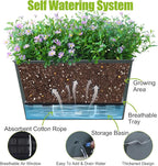 Window Box Planter 6 Pcs, 12.6 Inches Self Watering Rectangle Flower Plant Pots with Drainage Holes & Breathable Trays, Vegetable Planters for Windowsill Patio Garden Balcony Porch Yard (Dark Green)