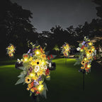 Solar Flower Cross Garden Stake Lights - Waterproof Grave Decorations for Cemetery, Memorial Cross with LED Lights, Sympathy Gift for Grandma, Outdoor Garden, Yard, Lawn Decor