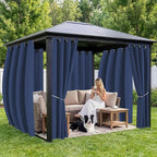 Outdoor Curtains for Patio Waterproof 6 Panels - Windproof, Privacy, Weatherproof Outside Drapes for Gazebo Pergola Porch, Grommet Top and Tab Bottom, 54x84 Inch, Navy
