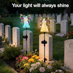 Angel Solar Lights for Cemetery Memorial Gift Grave Decorations Solar Angel Stake Lights Outdoor Waterproof Garden Decor Yard Lawn Ornaments, Angel Gifts for Women 2 Pack