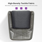 PURPLE LEAF Outdoor 24" Counter Height Bar Stools Chair Set of 2, All Weather Rattan and Aluminum Patio Bar Stool with Cushion for Indoor and Outdoor, Kitchen Island, Smoke Grey