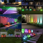 T-SUN Solar Spotlights, 2-in-1 RGB Solar Landscape Spotlights Outdoor Waterproof, Auto ON/Off Dual Head LED Lights for Garden, Yard, Halloween, Christmas Decor(RGB)