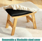 Gray Foot Stools Ottoman, Small Soft Footrest Ottoman with Wood Legs, Wood Foot Stool for Living Room, Bedroom, and Kitchen