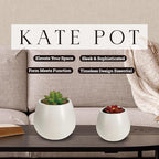 Kate Sleek Matte White Plant Pot Indoor, 5 Inch Pot for Plants, Lightweight, Minimal Style, Tabletop Decorative Garden Pot at Living Room, Work Desk, Ceramic Planter for Indoor Plants, Faux Flower