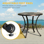 DWVO 30 Inches Round Patio Dining Table with Umbrella Hole, Antique Cast Aluminum Outdoor Bistro Table Outdoor Side Table for Backyard, Garden, Patio, Porch, Hammered Bronze