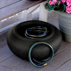 The HC Companies 21 Inch Garden Hose Pot - Durable Lightweight Plastic Decorative Hose Pot for Yard, 100-Foot Capacity Hose Storage, Black