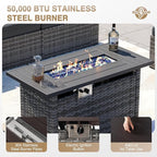 Aoxun Patio Furniture Sets, 12-Piece Outdoor Patio Furniture with 44'' Propane Gas Firepit Table, Wicker Outdoor Conversation Set Sectional Sofa for Backyard, Poolside, Garden