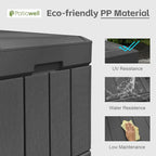 Patiowell 82 Gallon Resin Deck Box, Waterproof Large Wood Look Storage Box for Patio Furniture, Pool Accessories, Garden Tools and Sports Equipment, Lockable, Black