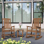 Oversized Rocking Chair Set of 8, Outdoor Rocking Chair for Adults, All Weather Resistant Porch Rocker for Lawn Garden, Wood