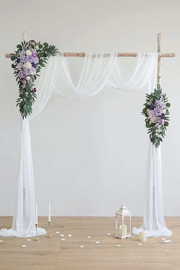 Artificial Flowers Arch Swag Kit, Purple Silk and Foam, 26Ft Fabric
