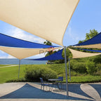 Patio Paradise 26' x 26' x 26' Sun Shade Sail Triangle Canopy Shade Cloth Fabric Sunlight Block Patio Pergola Cover HDPE Deck Awning for Outdoor Backyard Roof Shading, Beige