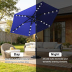 ABCCANOPY Durable Solar Led Patio Umbrellas with 24LED Lights 7.5FT (Royal Blue)