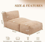 Hobestluk Big Bean Bag Lounger Chairs Large Beanbag Chair for Adults Bean Bag Sofa with Memory Foam Filled for Living Room, Bedroom or Balcony (Stripe Khaki)