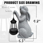 Rabbit Solar Garden Statues,Resin Rabbit Figurine Decorations with Solar Lights Lantern, Outdoor Figurines Lawn Garden Statue Decor Art for Lawn,Yard, Balcony Ornament.