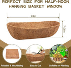 Riare 4 Pack 24 Inch Trough Coco Coir Liners for Planters, Pre-Formed Coconut Coir Replacement Liner Natural Coco Fiber Window Box Liners for Wall Planter, Window Basket Deck Railing Planter