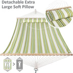 SUNCREAT Hammock 2 Person Heavy Duty, Double Hammocks for Trees, 2 Person Hammock with Spreader Bar, Green&Beige