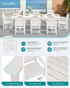 SERWALL Outdoor Dining Chairs Set of 4, All-Weather HDPE Patio Chair with 19.7" Widened Seat, for Backyard, Garden, White