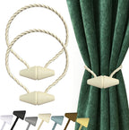 Hion Magnetic Curtain Tiebacks Beige 2pcs, Curtain Tiebacks Buckles Holdbacks Holders Hooks Clip for Home Bedroom Office Decorative Curtain