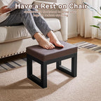 IBUYKE 16 Inch Small Foot Stool Ottoman, Rectangle PU Faux Leather Foot Rest with Padded Seat and Metal Legs, Modern Ottoman Foot Rest for Living Room Bedroom Entryway Couch, Deep Coffee WBD026K