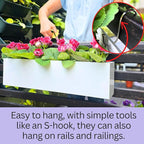 LaLaGreen Wall Planter (30 Inch, 4 Pack) White Carbon Steel Metal Hanging Flower Pots, Long Rectangular Wall Mount Window Box Planters for Outdoor Plants, Succulents, Fence, Deck Home Garden Decor