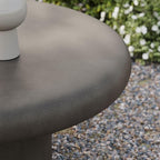 Modway Argos Round Concrete Coffee Table in Gray - Cement Low Coffee Table for Sitting on The Floor - Weather Resistant Stone Patio Coffee Table - Indoor Outdoor 34 Inch Center Table