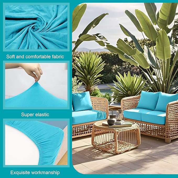 Cushion Covers, 12-Pack Stretch Sky Blue Outdoor Sofa Slipcovers