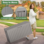 Outdoor Storage Box, Resin Deck Boxes Indoor and outdoor, Waterproof Storage Box Lockable Lid (Grey, 85 Gallon)