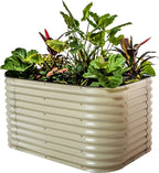 32" Extra Tall Raised Garden Bed Kits, 3.5 x 5 x 2.7ft Raised Planter Box Outdoor, 2 x 6.5 x 2.7ft Deep Root 6 in 1 Modular Metal Raised Beds for Gardening Vegetables Flowers Fruits - Pearl White