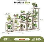 Bamworld 5 Sets Plant Stands Indoor Outdoor Combo Plant Shelves Wooden Plant Holder Rack for Multiple Plants Flower Stands for Living Room Balcony Garden Patio Lawn Window